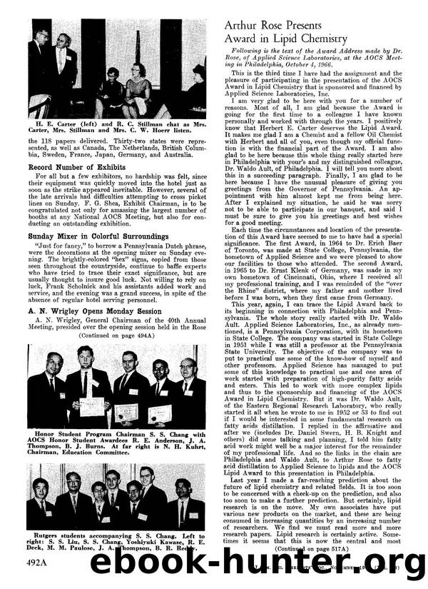 Arthur Rose presents award in Lipid Chemistry by Unknown