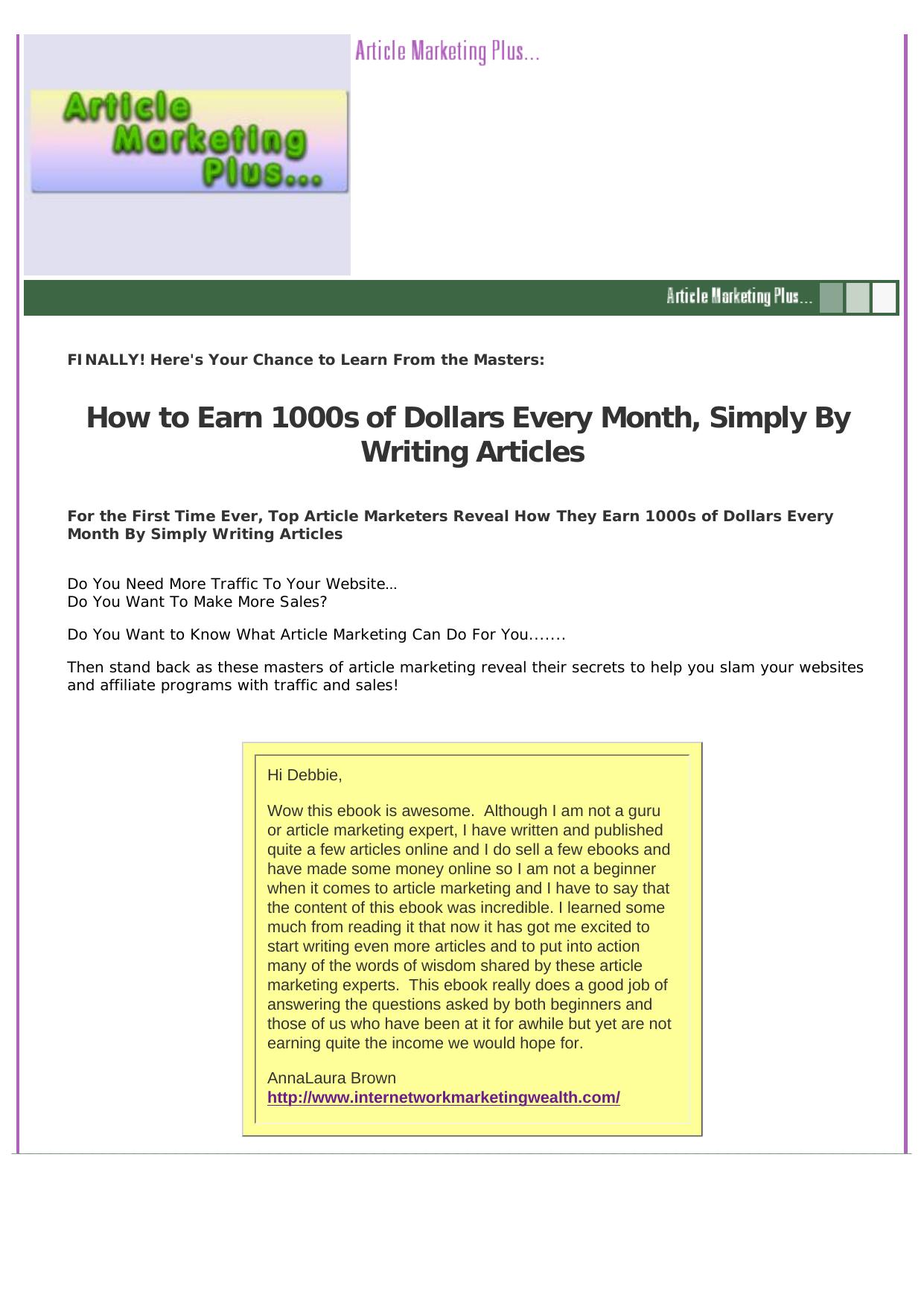 Article Marketing Plus. by Best of Kuszter's Collection