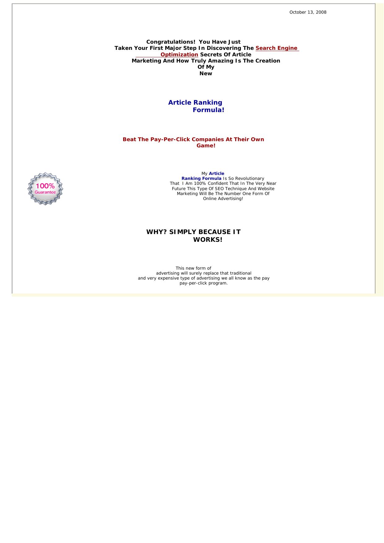 Article Ranking Formula. by Best of Kuszter's Collection