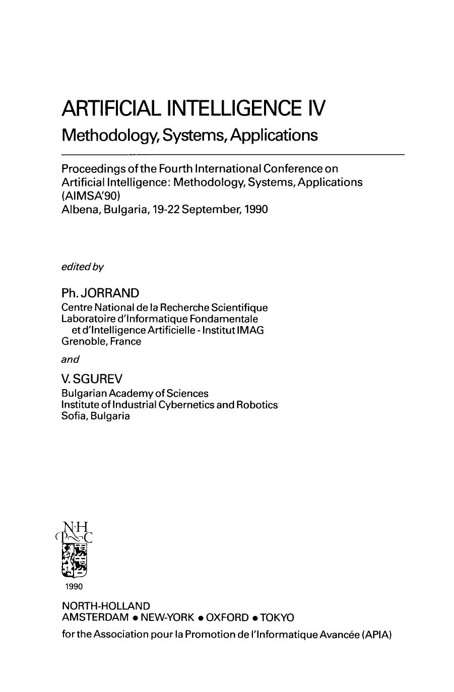 Artificial Intelligence IV. Methodology, Systems, Applications by Ph Jorrand V. Sgurev