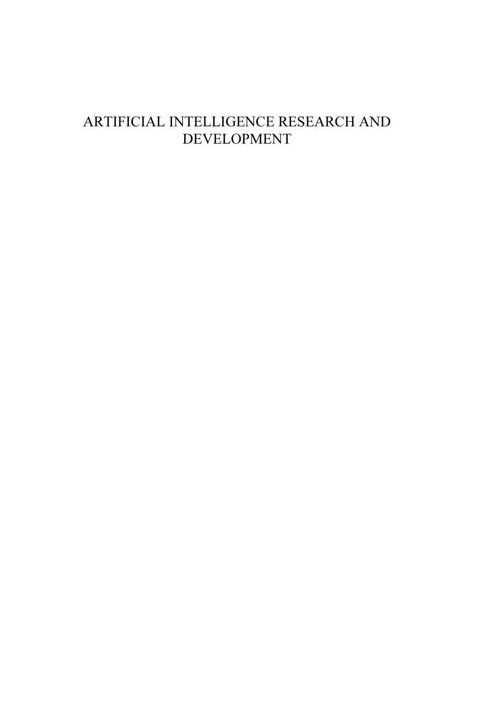 Artificial Intelligence Research and Development by Cecilio Angulo Lluis Godo