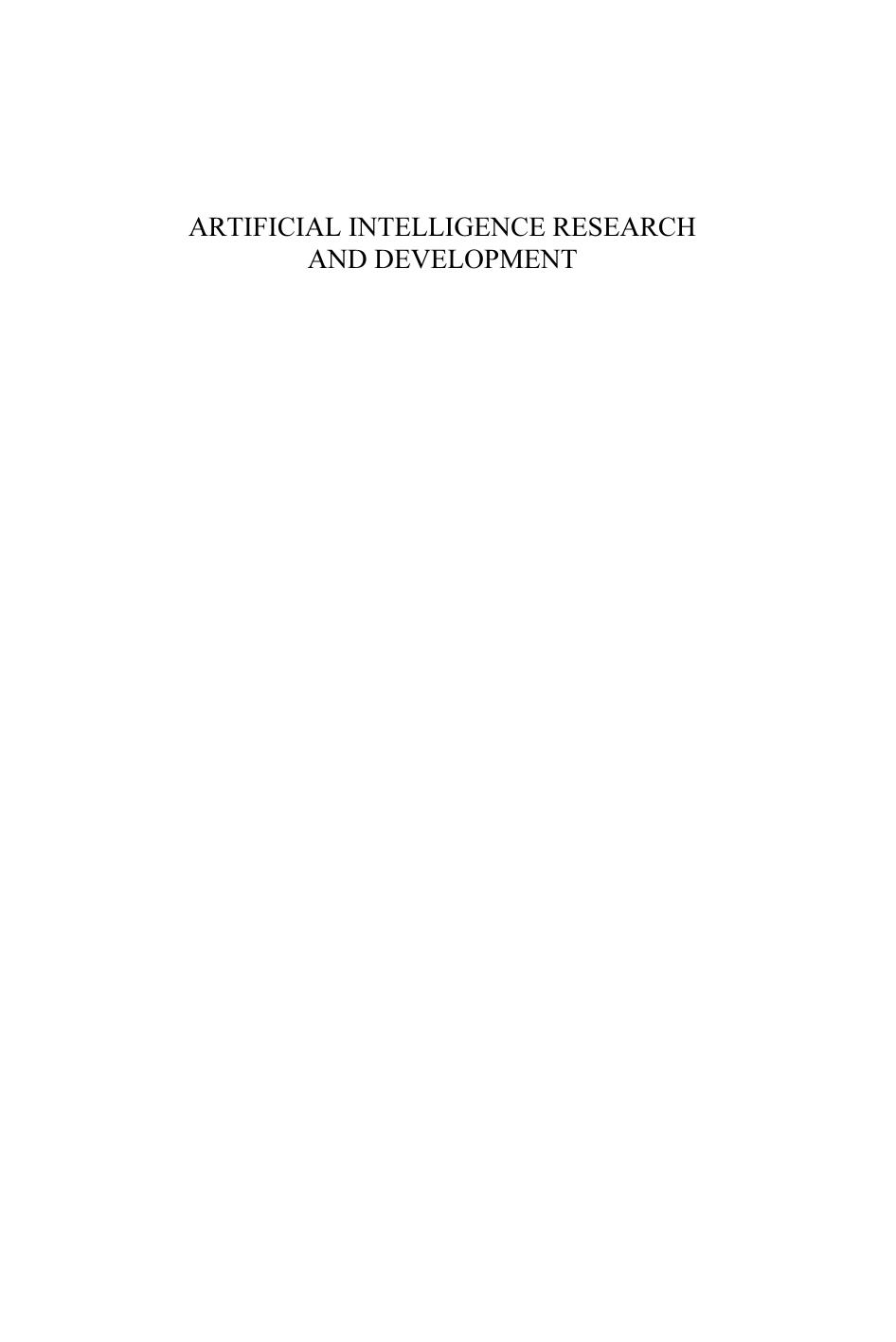 Artificial Intelligence Research and Development by M. Polit T. Talbert B. Lopez J. Melendez
