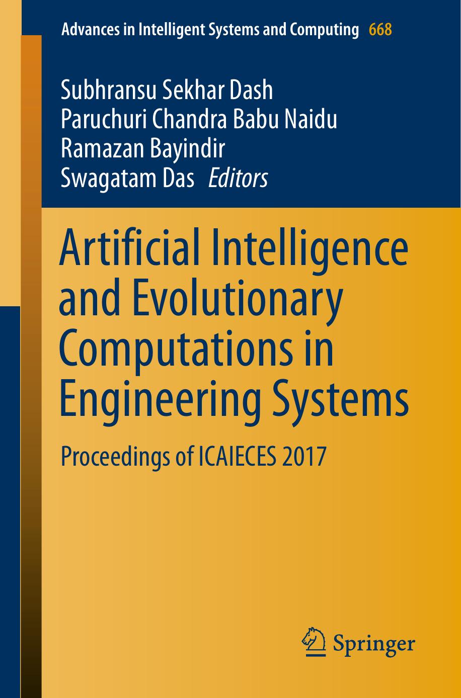 Artificial Intelligence and Evolutionary Computations in Engineering Systems by Subhransu Sekhar Dash Paruchuri Chandra Babu Naidu Ramazan Bayindir Swagatam Das