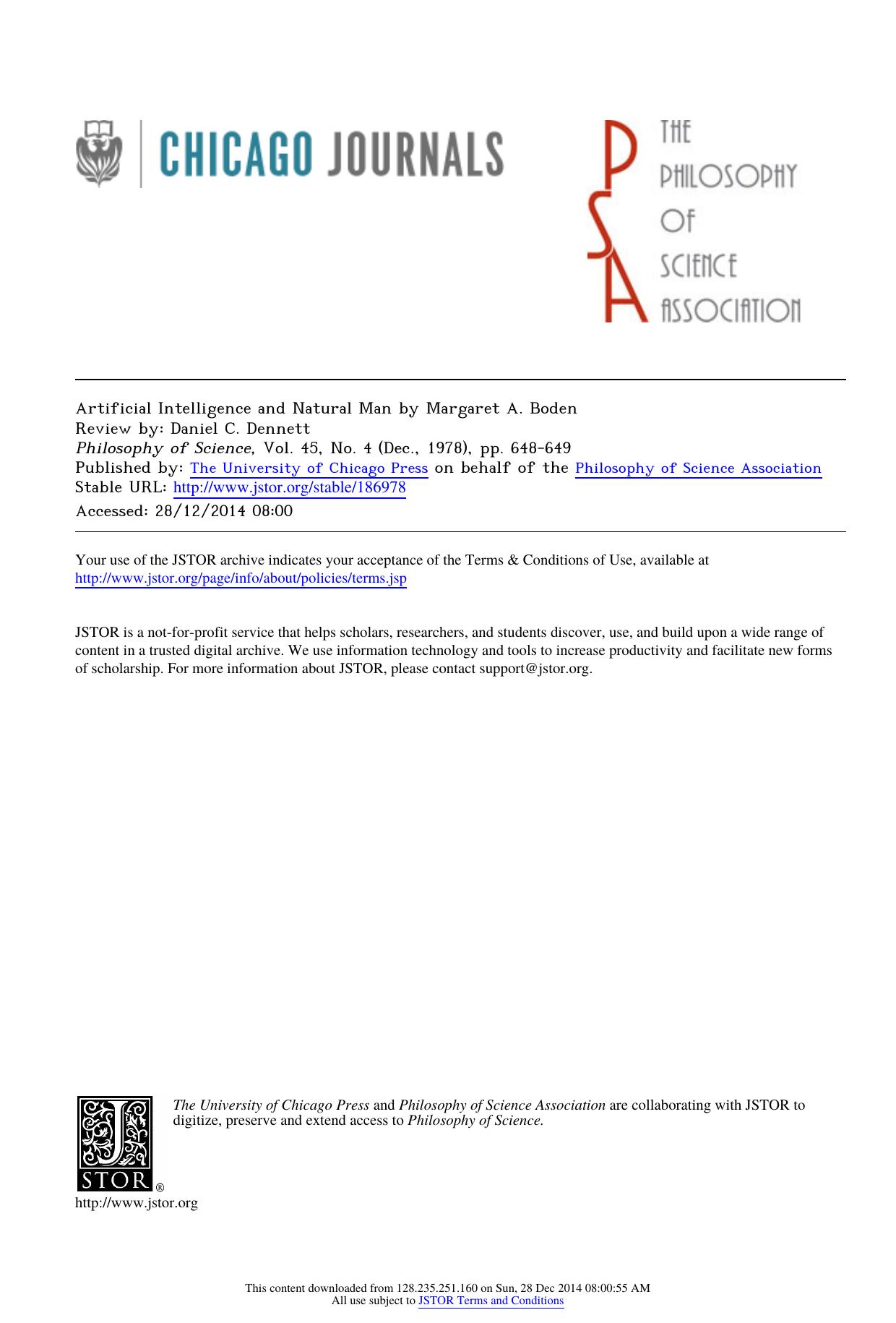 Artificial Intelligence and Natural Man by Margaret A. Boden by Artificial Intelligence & Natural Man