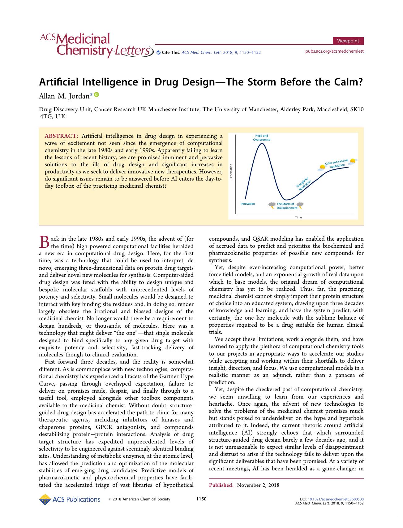 Artificial Intelligence in Drug DesignThe Storm Before the Calm? by Allan M. Jordan