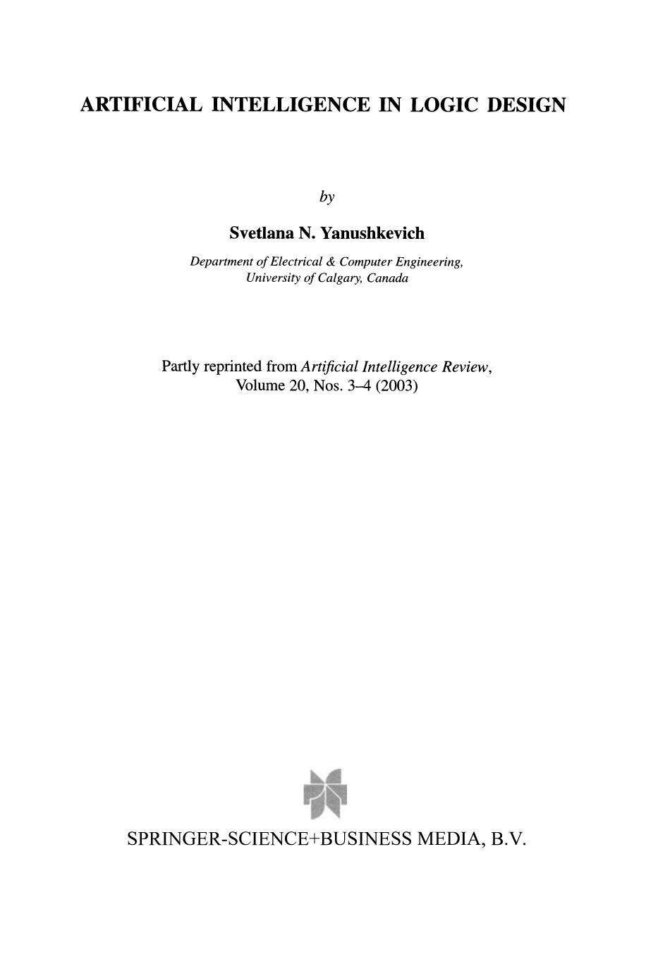 Artificial Intelligence in Logic Design by Svetlana N. Yanushkevich (auth.)