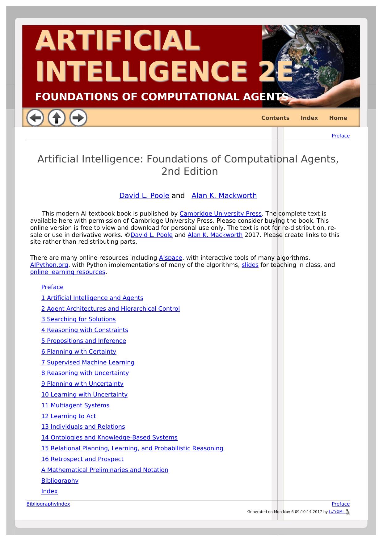 Artificial Intelligence: Foundations of Computational Agents Ed 2 by Unknow