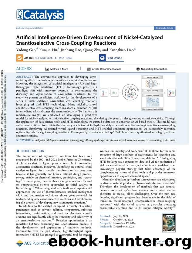 Artificial Intelligence-Driven Development of Nickel-Catalyzed Enantioselective Cross-Coupling Reactions by Yadong Gao Kunjun Hu Jianhang Rao Qiang Zhu & Kuangbiao Liao