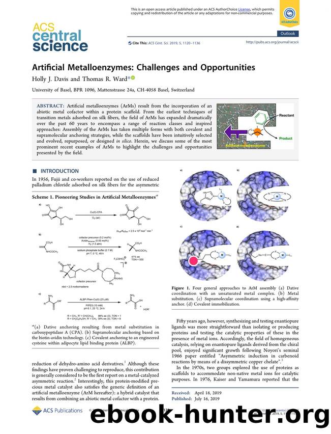 Artificial Metalloenzymes: Challenges and Opportunities by Holly J. Davis & Thomas R. Ward (ORCID: 0000-0001-8602-5468)