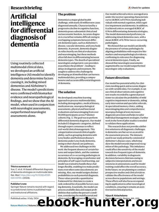 Artificial intelligence for differential diagnosis of dementia by Unknown