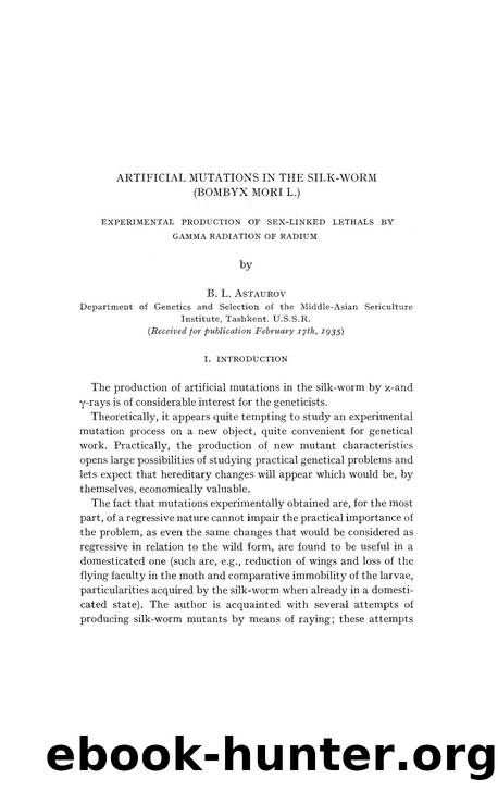 Artificial mutations in the silk-worm (Bombyx mori L.) by Unknown