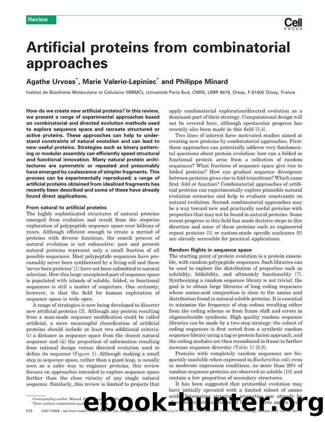 Artificial proteins from combinatorial approaches by Agathe Urvoas