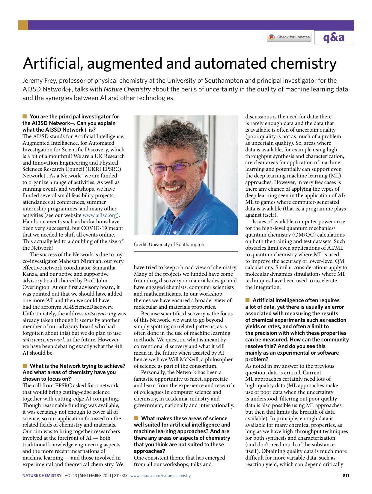Artificial, augmented and automated chemistry by Russell Johnson