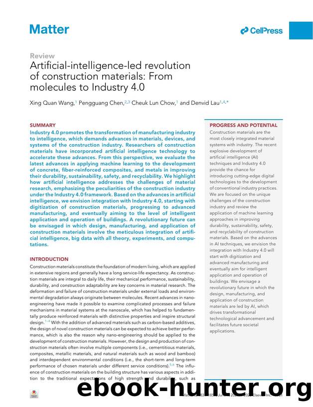 Artificial-intelligence-led revolution of construction materials: From molecules to Industry 4.0 by Xing Quan Wang & Pengguang Chen & Cheuk Lun Chow & Denvid Lau