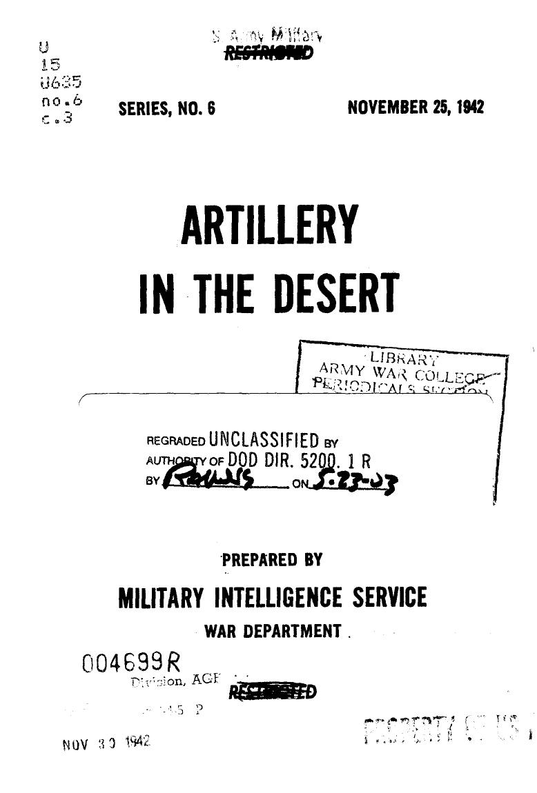 Artillery in the desert by United States. War Dept. Military Intelligence Service