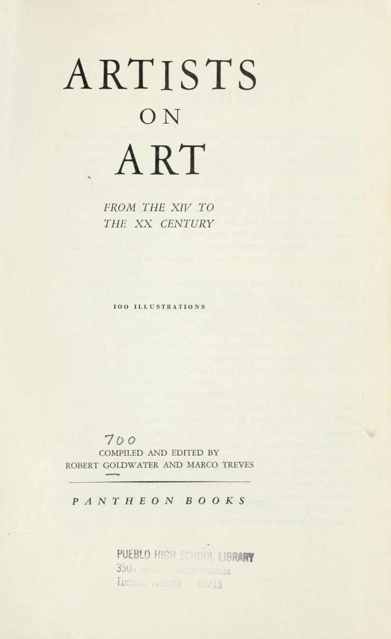 Artists on Art, From the XIV to the XX Century (Art Ebook) by Unknown