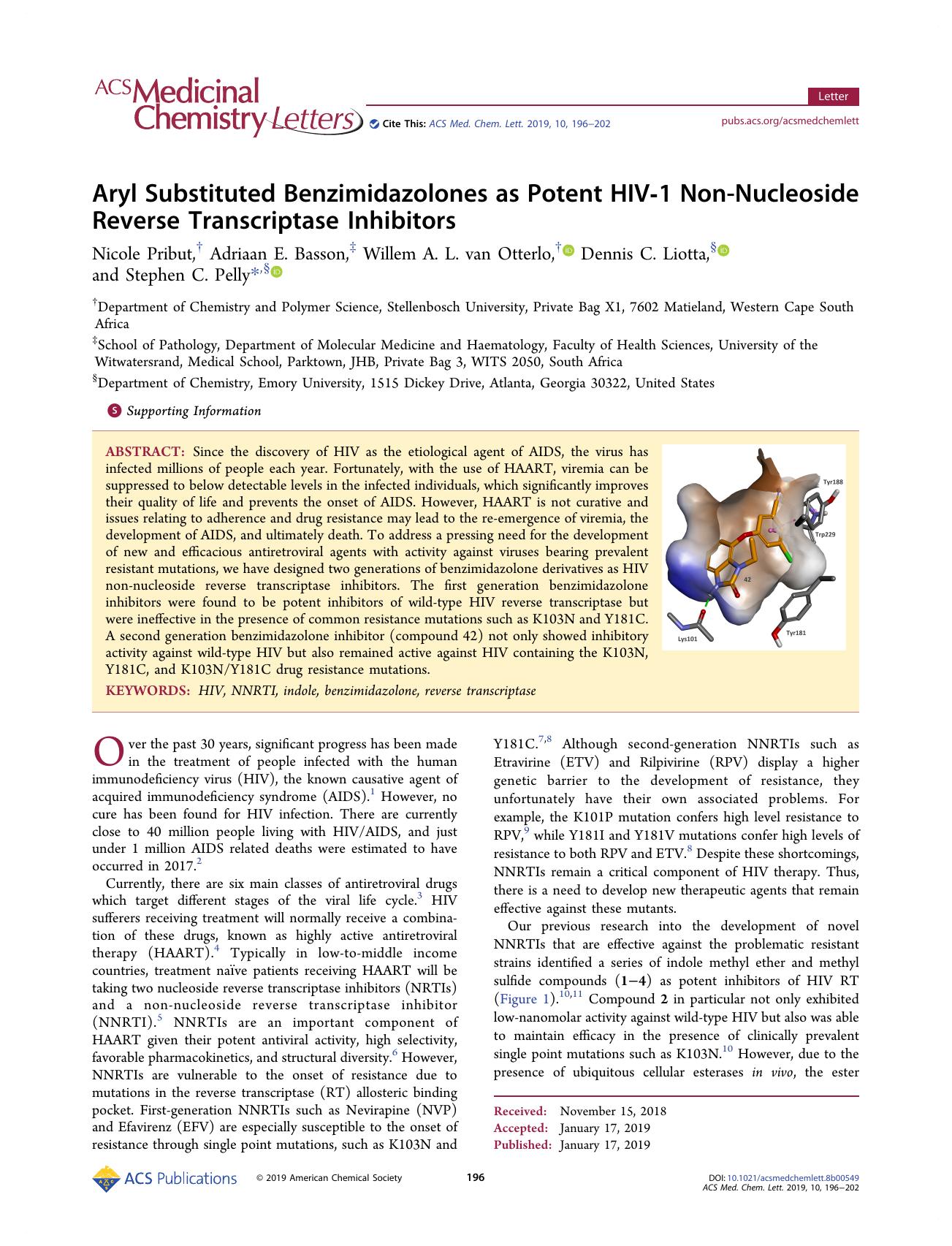 Aryl Substituted Benzimidazolones as Potent HIV-1 Non-Nucleoside Reverse Transcriptase Inhibitors by unknow