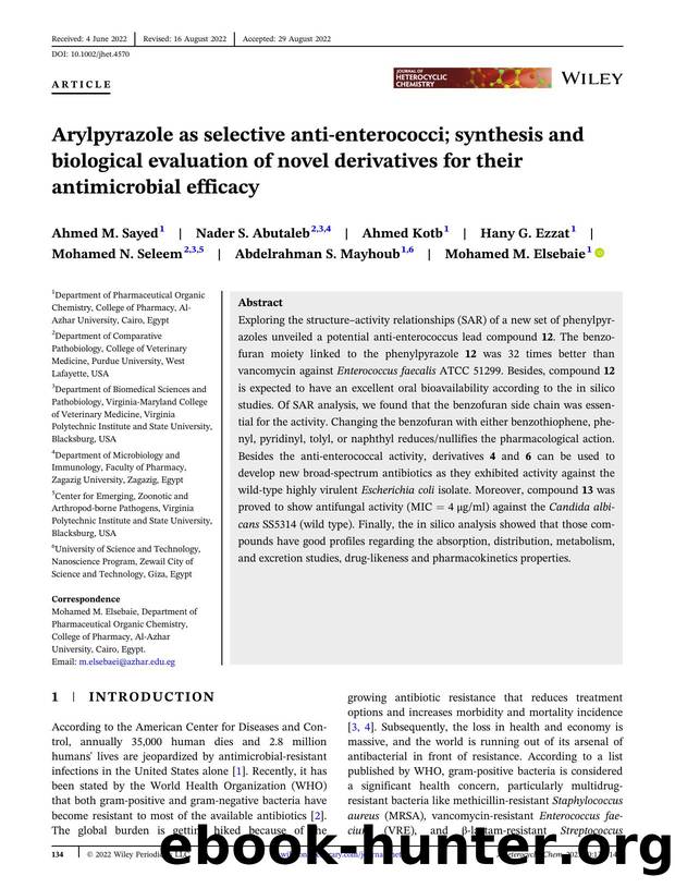 Arylpyrazole as selective anti-enterococci; Synthesis and biological evaluation of novel derivatives for their antimicrobial efficacy by Unknown