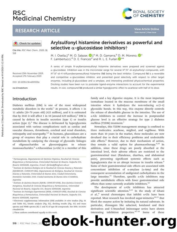 Arylsulfonyl histamine derivatives as powerful and selective Î±-glucosidase inhibitors by unknow