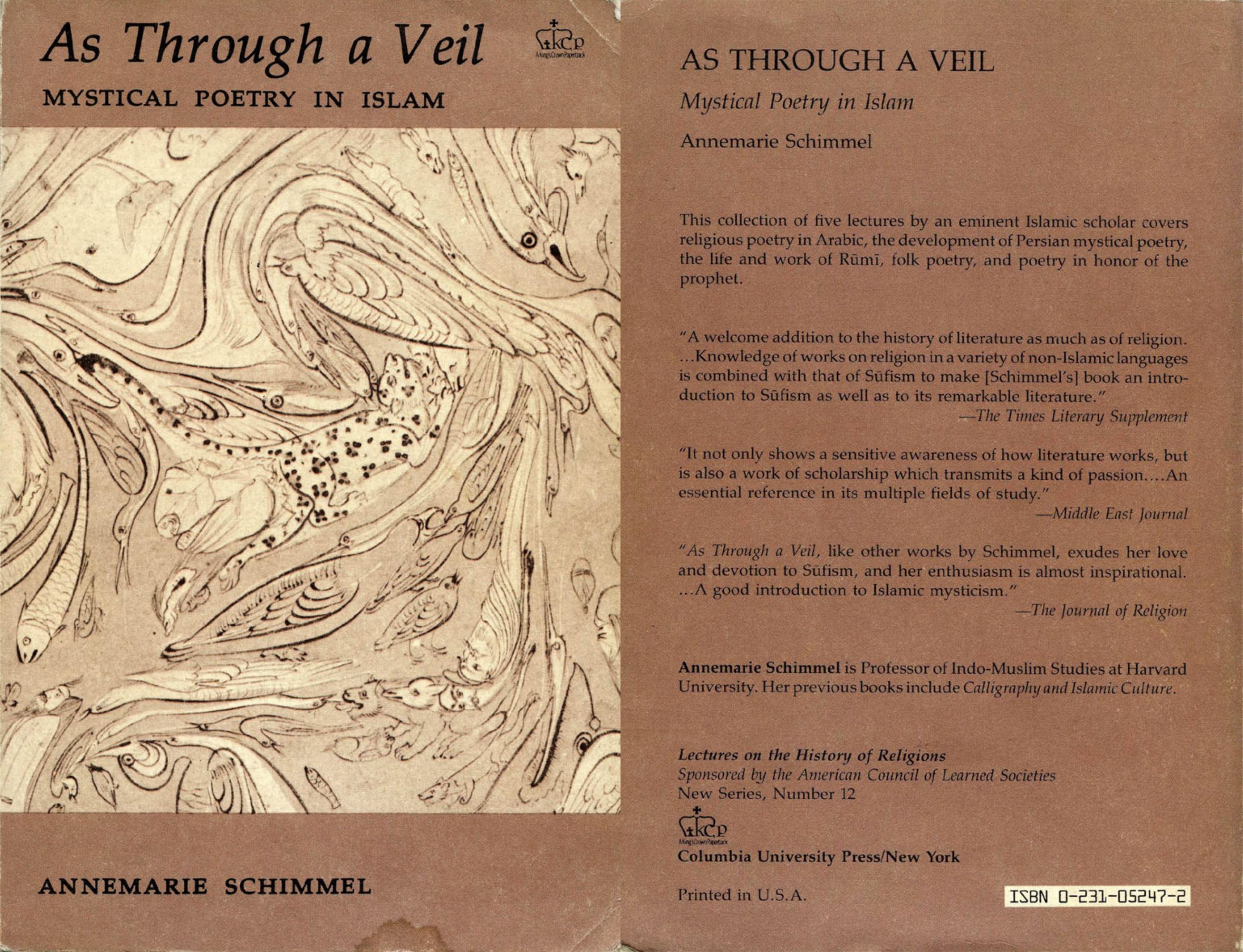 As Through A Veil Mystical Poetry in Islam (American Lectures on the History of Religions) by Unknown