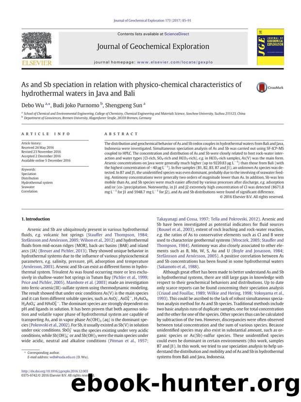 As and Sb speciation in relation with physico-chemical characteristics of hydrothermal waters in Java and Bali by Debo Wu & Budi Joko Purnomo & Shengpeng Sun