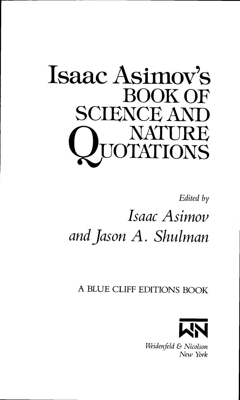 Asimovs Book of Science and Nature Quotations by Unknown