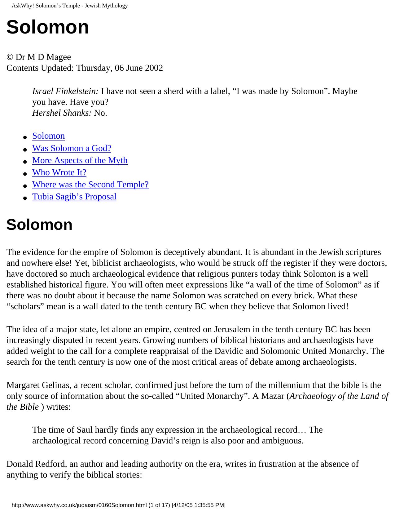 AskWhy! Solomonâs Temple - Jewish Mythology by Unknown