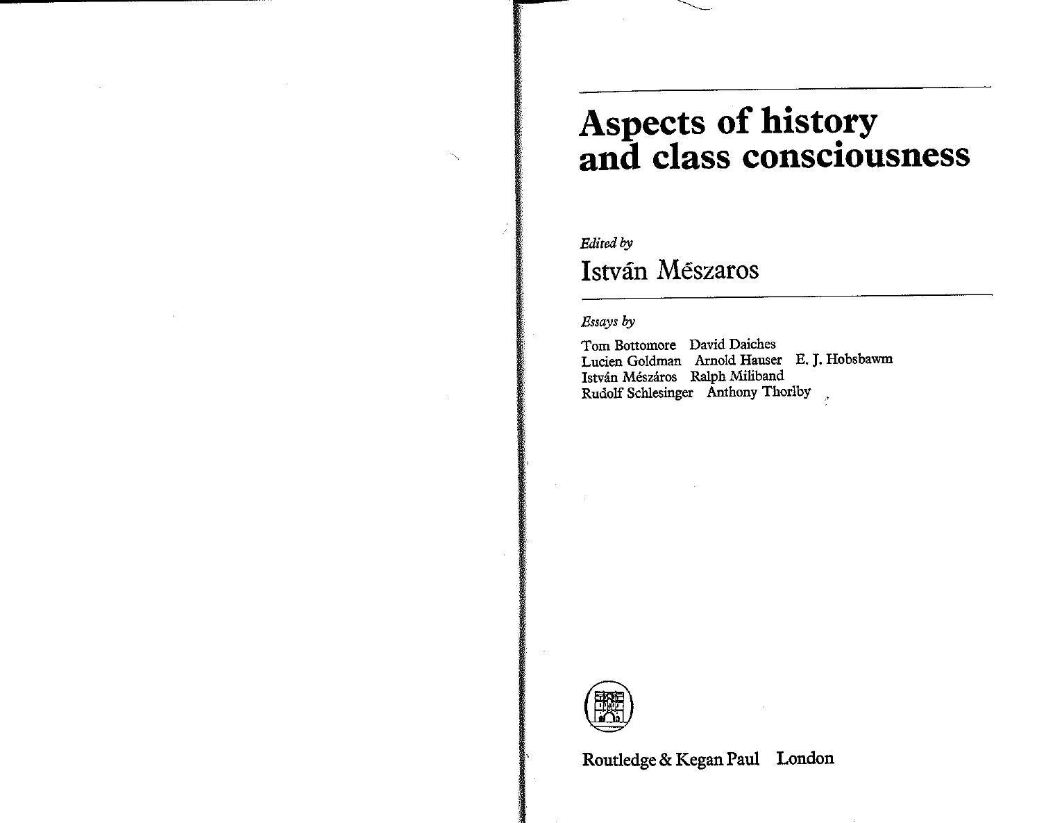Aspects of History and Class Consciousness by Unknown
