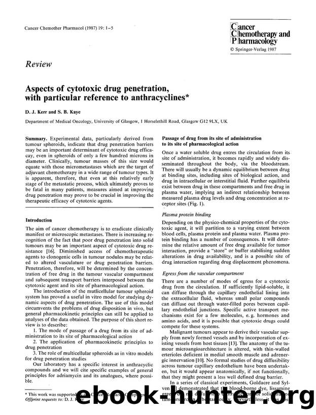 Aspects of cytotoxic drug penetration, with particular reference to anthracyclines by Unknown
