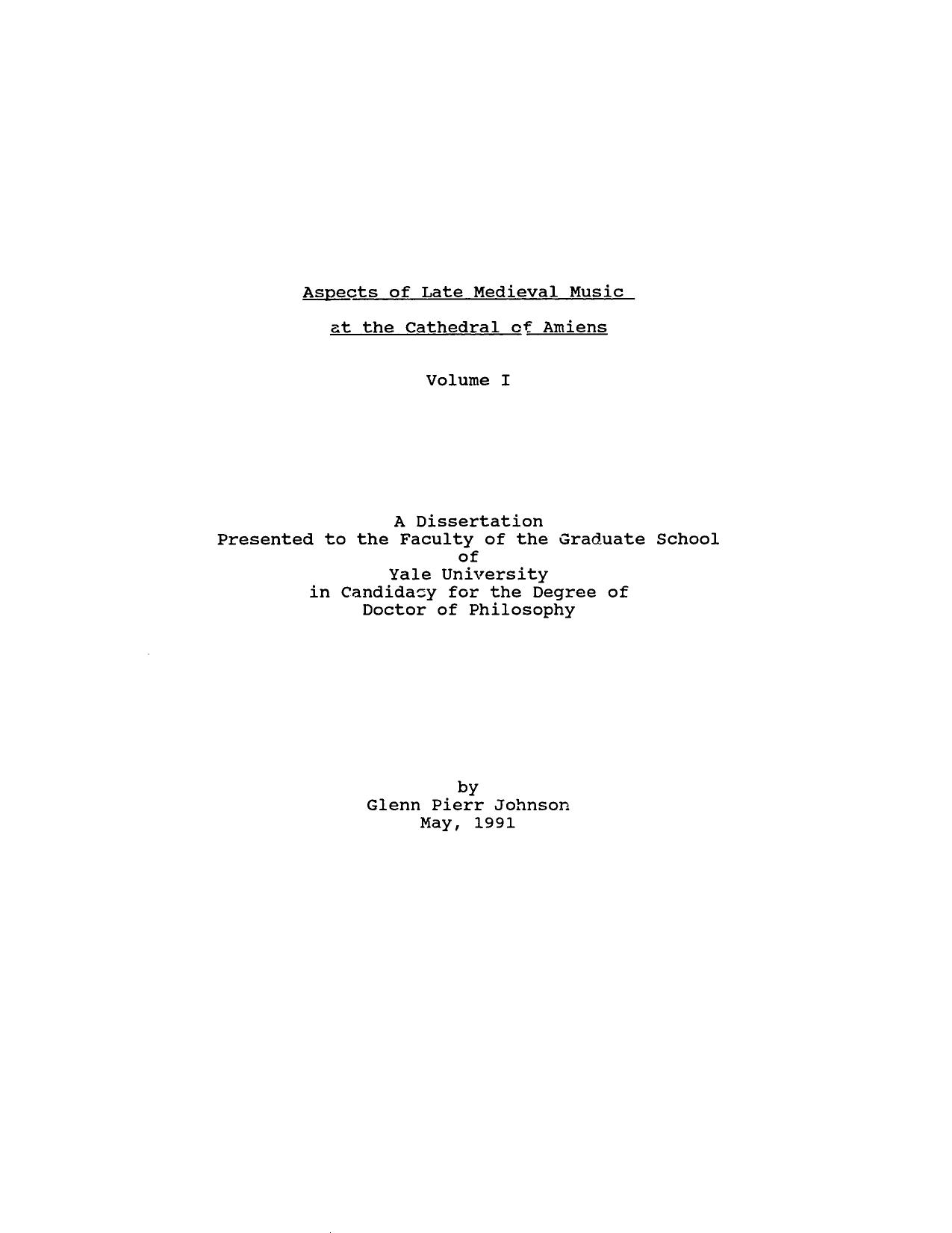 Aspects of late medieval music at the Cathedral of Amiens by Johnson Glenn Pierr