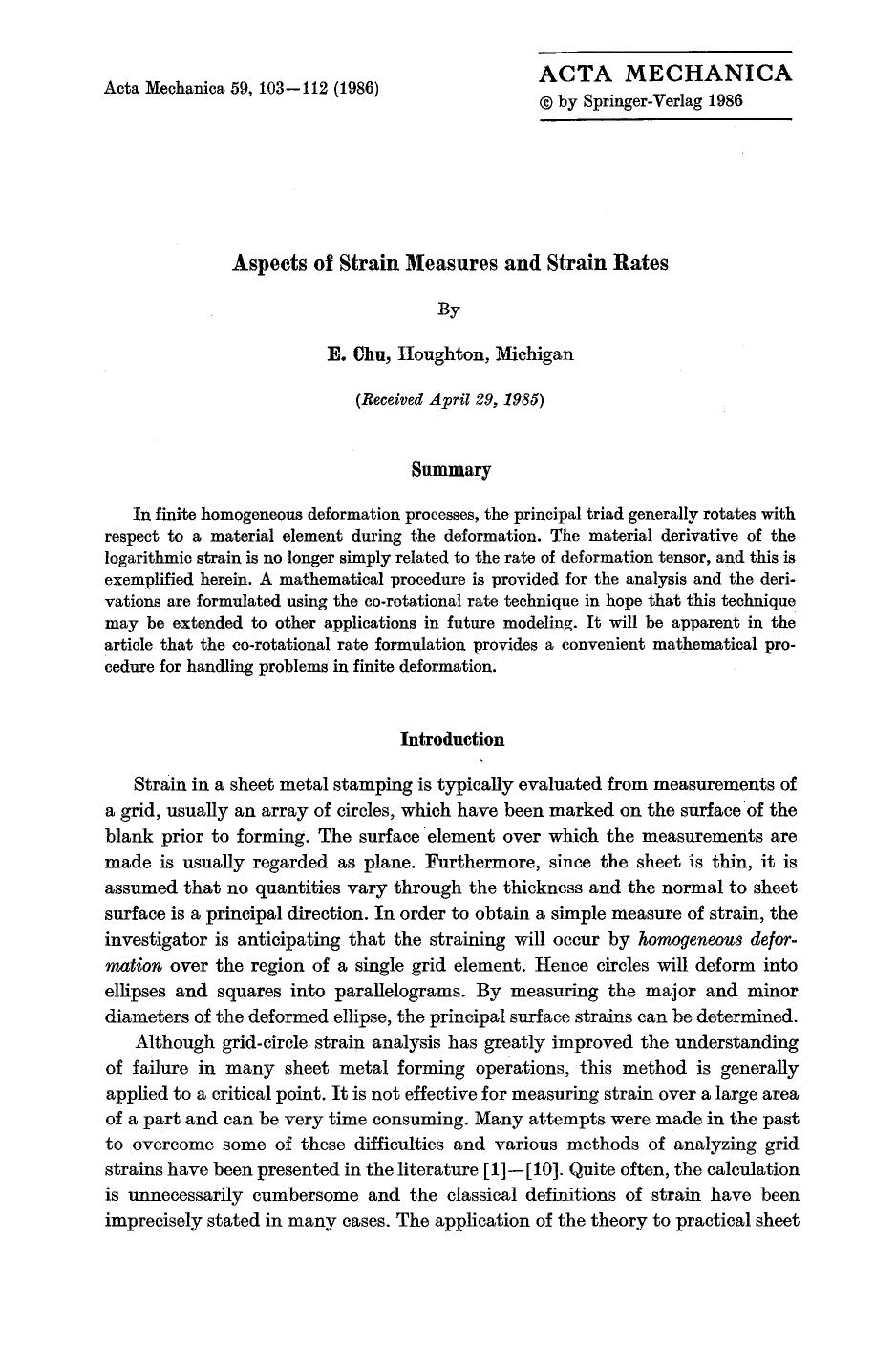 Aspects of strain measures and strain rates by Unknown