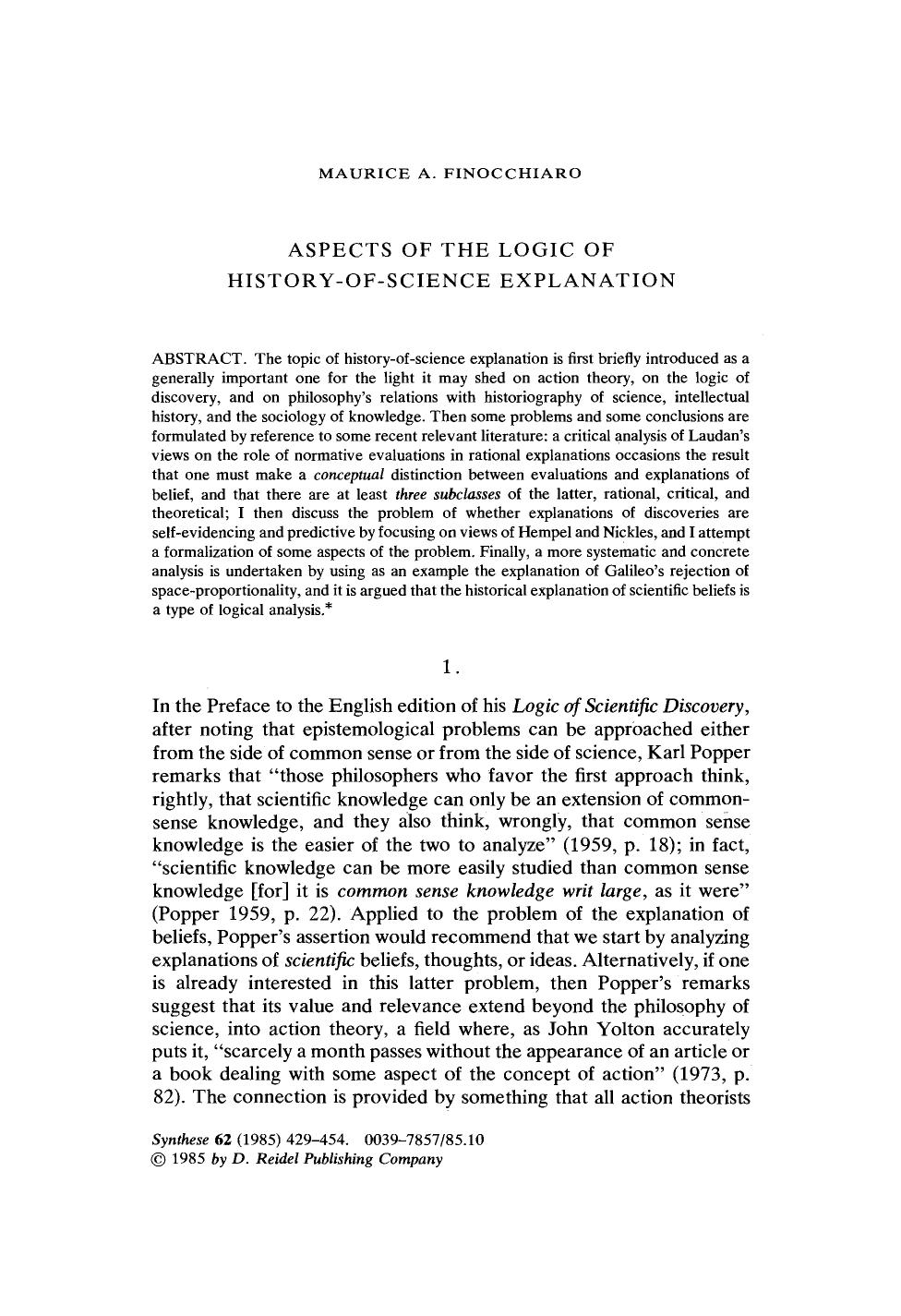 Aspects of the logic of history-of-science explanation by Unknown