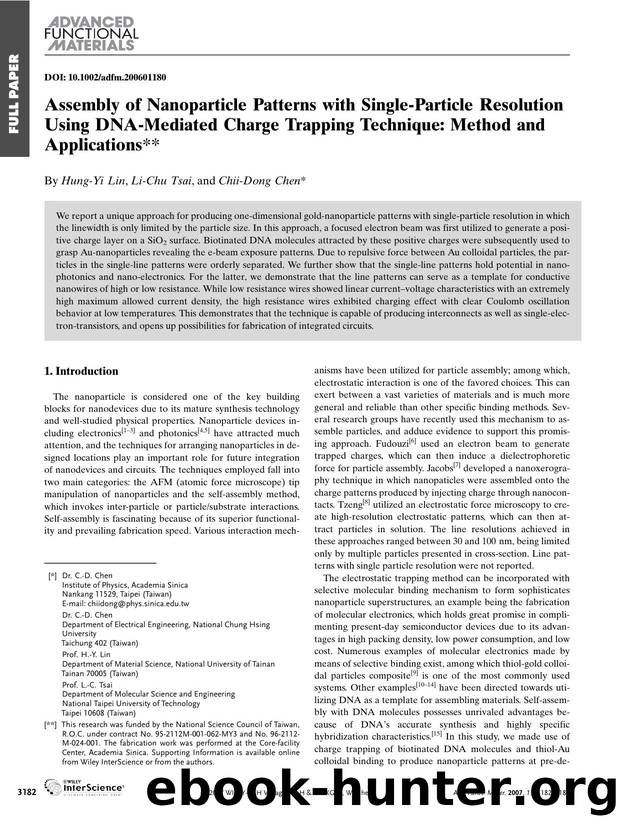 Assembly of Nanoparticle Patterns with Single-Particle Resolution Using DNA-Mediated Charge Trapping Technique: Method and Applications by Unknown