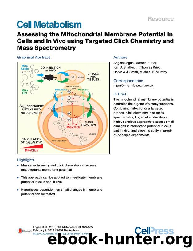 Assessing the Mitochondrial Membrane Potential in Cells and InÂ Vivo using Targeted Click Chemistry and Mass Spectrometry by unknow