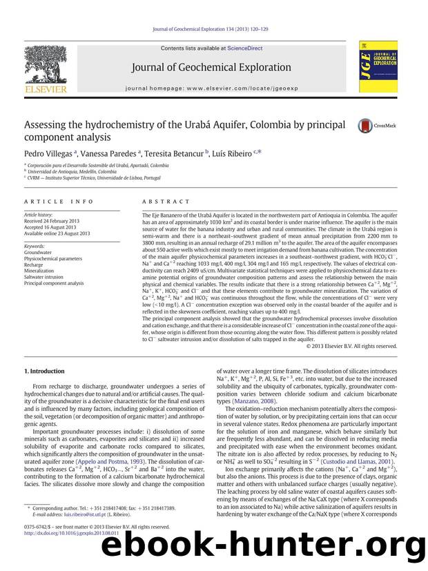 Assessing the hydrochemistry of the UrabÃ¡ Aquifer, Colombia by principal component analysis by Pedro Villegas & Vanessa Paredes & Teresita Betancur & Luís Ribeiro