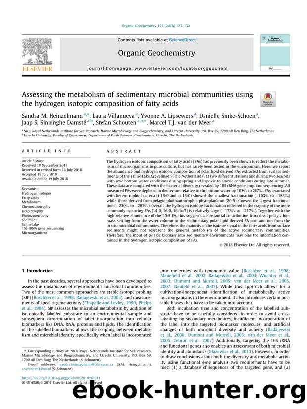 Assessing the metabolism of sedimentary microbial communities using the hydrogen isotopic composition of fatty acids by unknow