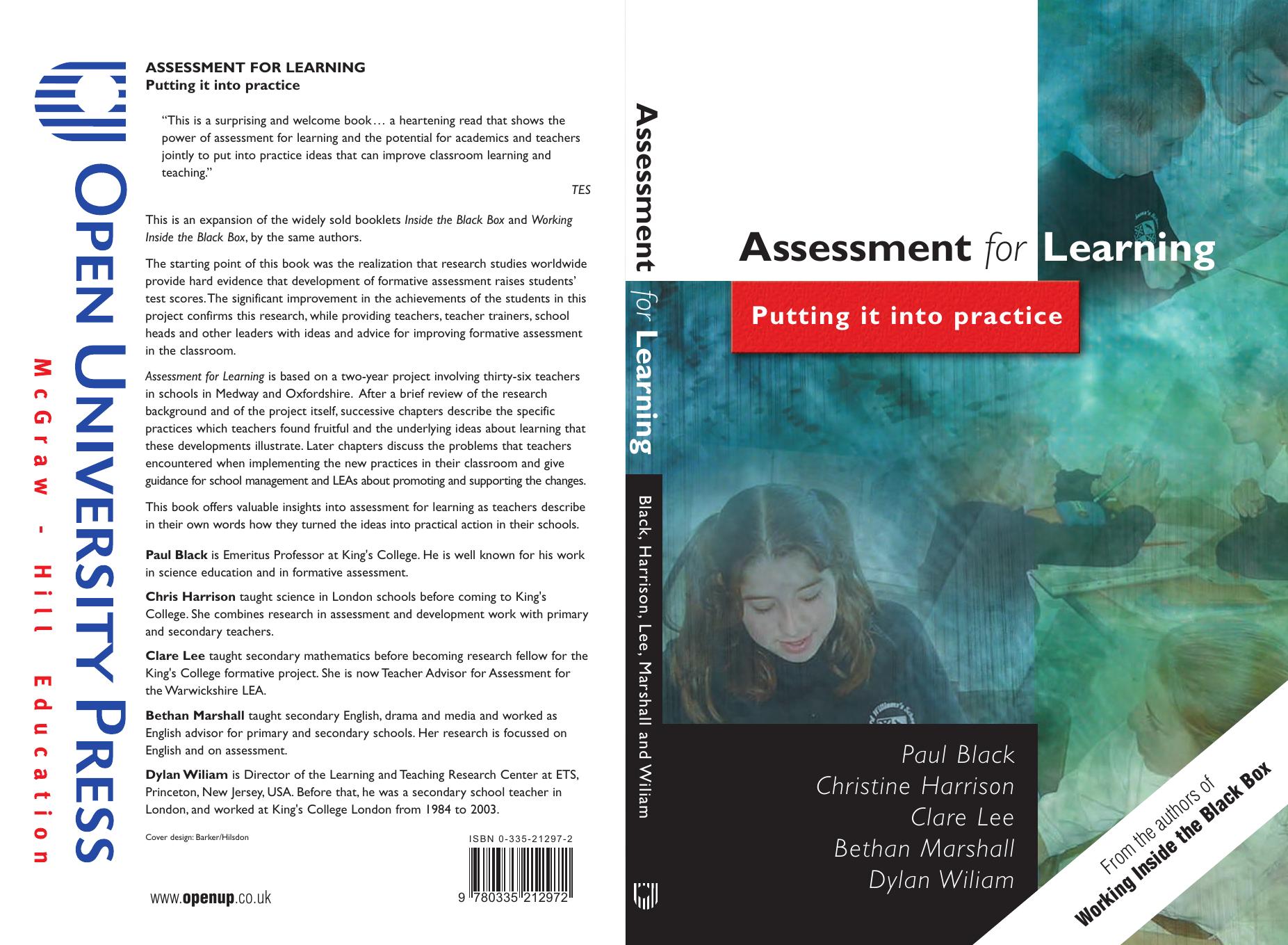 Assessment for Learning: putting it into practice by Paul Black Chris Harrison Clare Lee Bethan Marshall Dylan Wiliam