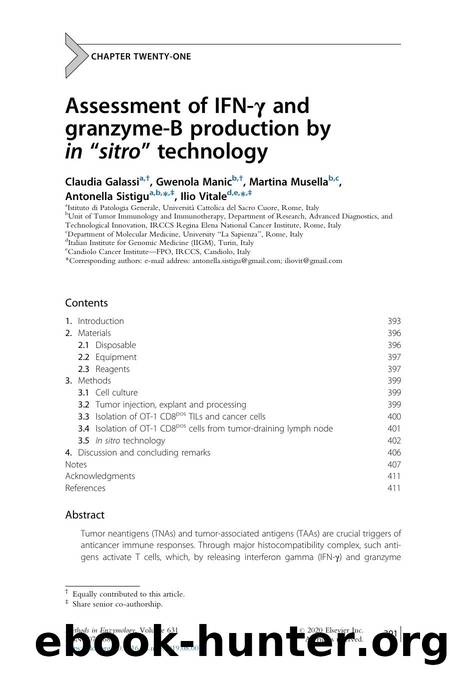 Assessment of IFN-Î³ and granzyme-B production by in ``sitroÂ´Â´ technology by Claudia Galassi & Gwenola Manic & Martina Musella & Antonella Sistigu & Ilio Vitale