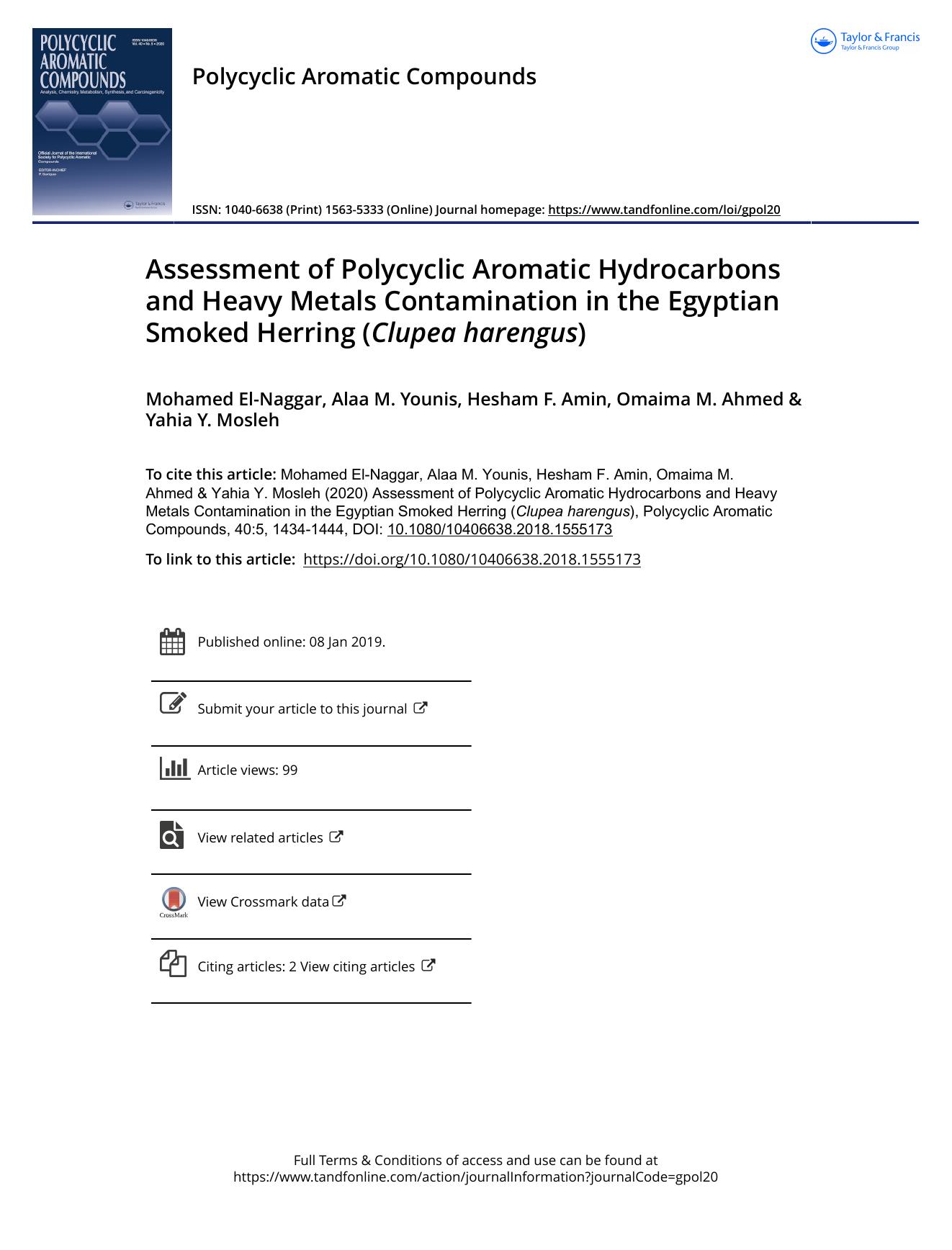 Assessment of Polycyclic Aromatic Hydrocarbons and Heavy Metals Contamination in the Egyptian Smoked Herring (Clupea harengus) by El-Naggar Mohamed & Younis Alaa M. & Amin Hesham F. & Ahmed Omaima M. & Mosleh Yahia Y