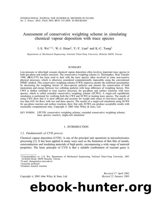 Assessment of conservative weighting scheme in simulating chemical vapour deposition with trace species by Unknown