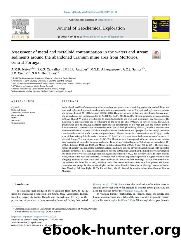 Assessment of metal and metalloid contamination in the waters and stream sediments around the abandoned uranium mine area from MortÃ³rios, central Portugal by unknow