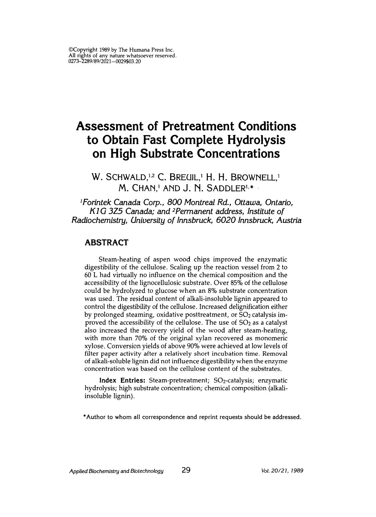 Assessment of pretreatment conditions to obtain fast complete hydrolysis on high substrate concentrations by Unknown
