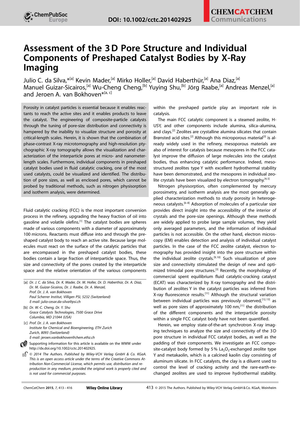 Assessment of the 3D Pore Structure and Individual Components of Preshaped Catalyst Bodies by XRay Imaging by Unknown