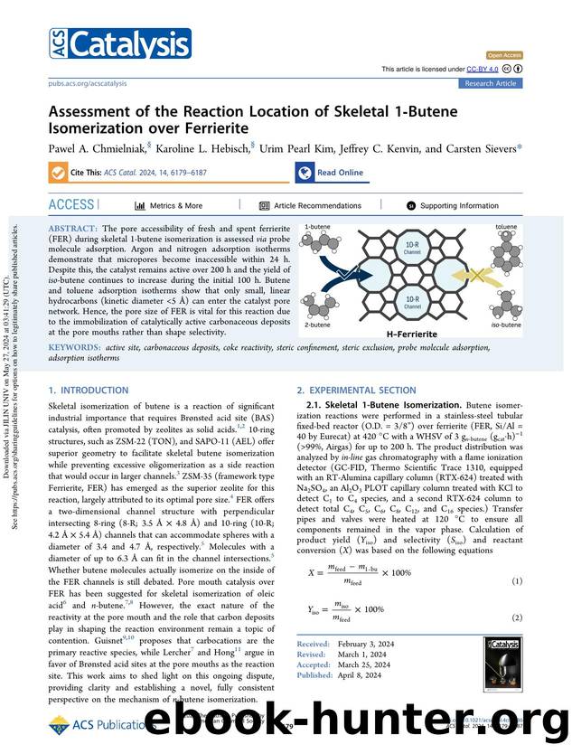 Assessment of the Reaction Location of Skeletal 1-Butene Isomerization over Ferrierite by Pawel A. Chmielniak Karoline L. Hebisch Urim Pearl Kim Jeffrey C. Kenvin & Carsten Sievers