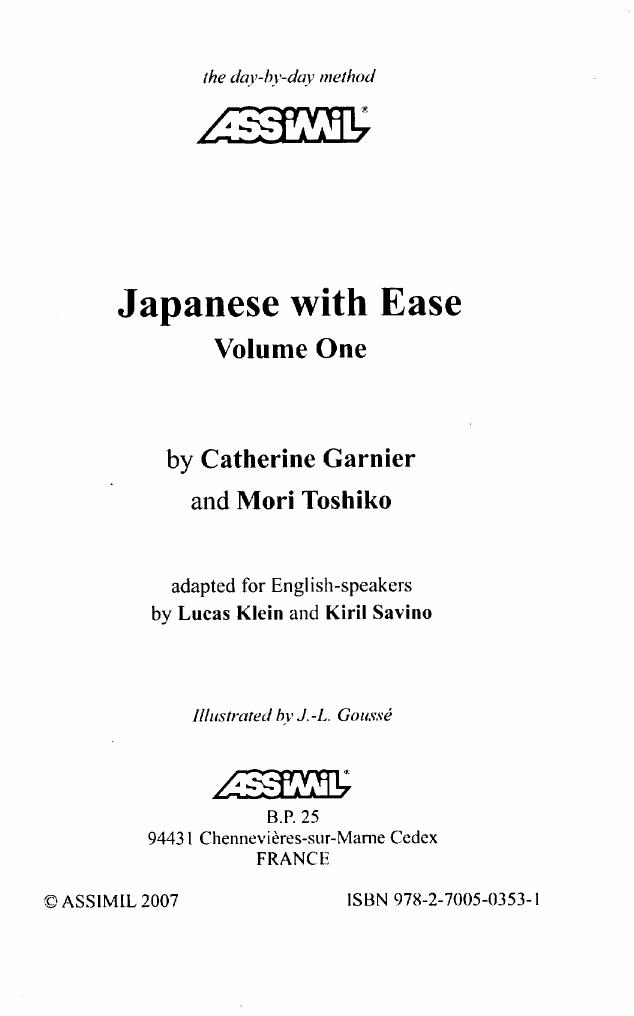 Assimil Japanese With Ease volume 1 by Unknown