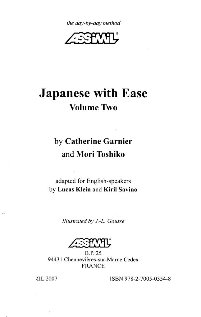 Assimil Japanese With Ease volume 2 by Unknown