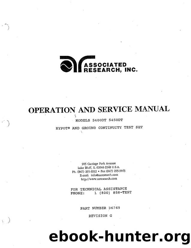 Associated Research 5400DT, 5450DT Operation & Service by Unknown