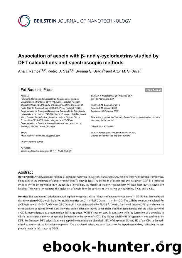Association of aescin with Î²- and Î³-cyclodextrins studied by DFT calculations and spectroscopic methods by Ana I. Ramos Pedro D. Vaz Susana S. Braga Artur M. S. Silva