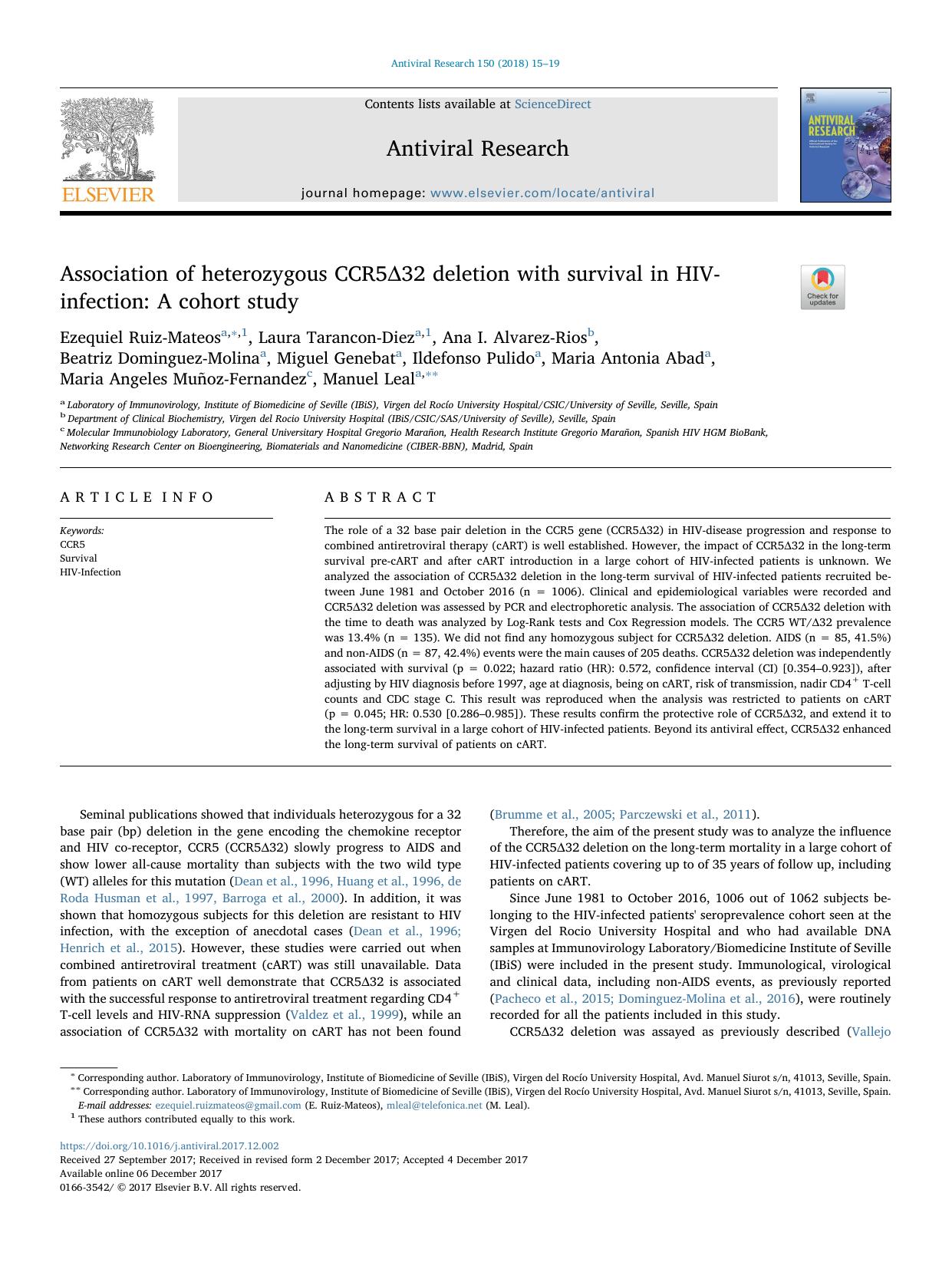 Association of heterozygous CCR5Î32 deletion with survival in HIV-infection_ A cohort study by unknow