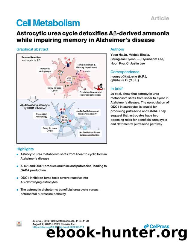 Astrocytic urea cycle detoxifies A&beta;-derived ammonia while impairing memory in Alzheimer's disease by unknow